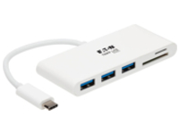 Tripp Lite 3-Port USB C Hub Adapter w/ x3 USB-A Ports & Micro SD & SD / MMC Memory Reader USB 3.1 Gen 1 Hub, USB Type C, USB-C, USB Type-C
