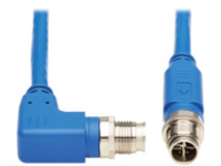 Eaton Tripp Lite Series M12 X-Code Cat6 1G UTP CMR-LP Ethernet Cable (Right-Angle M/M), IP68, PoE, Blue, 3 m (9.8 ft.)