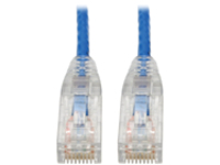 Tripp Lite Cat6 Gigabit Snagless Molded Slim UTP Patch Cable RJ45 Blue 8in