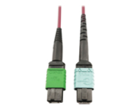 Eaton Tripp Lite Series 400G Multimode 50/125 OM4 Plenum Fiber Optic Cable, 16F MTP/MPO-APC to 24F MTP/MPO-UPC (F/F), Magenta, 3 m