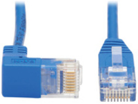 Eaton Tripp Lite Series Down-Angle Cat6 Gigabit Molded Slim UTP Ethernet Cable (RJ45 Right-Angle Down M to RJ45 M), Blue, 2 ft.