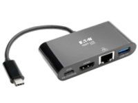 Tripp Lite USB C to HDMI Multiport Video Adapter Converter w/ USB-A Hub, USB-C PD Charging, Gigabit Ethernet Port, USB Type C to HDMI, USB Type-C