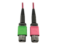 Eaton Tripp Lite Series 400G Multimode 50/125 OM4 Plenum Fiber Optic Cable, 16F MTP/MPO-APC to MTP/MPO-UPC (F/F), Magenta, 3 m
