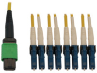 Eaton Tripp Lite Series 400G Singlemode 9/125 OS2 Switchable Fiber Optic Cable (12F MTP/MPO-APC to 4x Duplex LC/UPC F/M), LSZH, Yellow, 2 m (6.6 ft.)