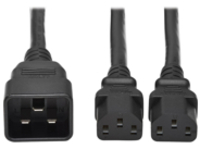 Tripp Lite 2ft Power Cord Y Splitter Cable C20 to 2xC13 Heavy Duty 15A 14AWG 2'