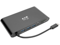 Tripp Lite USB 3.1 Gen 1 USB C Docking Station w/ USB-A, HDMI, VGA, mDP, Gigabit Ethernet, Mem Card, 3.5 mm & USB-C Charge 4K @ 30Hz, USB-C, USB Type C, USB Type-C