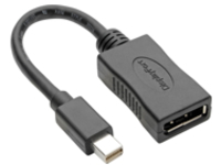 Eaton Tripp Lite Series Keyspan Mini DisplayPort to DisplayPort Adapter, 4K 60 Hz, Black (M/F), 6-in. (15.24 cm)