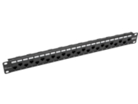 Eaton Tripp Lite Series 24-Port 1U Rack-Mount Cat5e/6 Offset Feed-Through Patch Panel with Cable Management Bar, RJ45 Ethernet, TAA