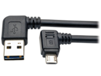 Tripp Lite 3ft USB Charging Cable Reversible Left/Right A to Right Angle 5Pin Micro B 3'