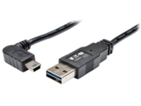 Tripp Lite 3ft USB 2.0 High Speed Cable Reversible A to Right Angle 5Pin Mini B M/M 3'