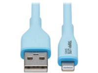 Eaton Tripp Lite Series Safe-IT USB-A to Lightning Sync/Charge Antibacterial Cable (M/M), Ultra Flexible, MFi Certified, Light Blue, 3 ft. (0.91 m)