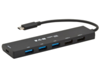 Eaton Tripp Lite series 6-Port Slim USB Hub, USB 3.2 Gen 2 and USB-A 2.0 Hub Ports, USB-C Connector with USB-A Adapter, Black