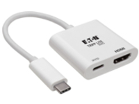 Eaton Tripp Lite Series USB C Adapter Converter 4K HDMI PD Charging USB Type C M/F White