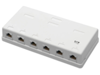 Eaton Tripp Lite Series Pre-Configured Unshielded Cat6 6-Port Surface-Mount Box, 110 IDC, RJ45, White