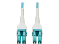Eaton Tripp Lite Series 100G Duplex Multimode 50/125 OM4 Armored Fiber Optic Cable (LC/LC Duplex M/M), LSZH, Aqua, 30 m (98.4 ft.)