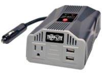 Tripp Lite Ultra-Compact Car Inverter 200W 12V DC to 120V AC 2 USB Charging Ports 1 Outlet