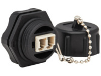 Eaton Tripp Lite Series Rigid Industrial IP68 Duplex Multimode Fiber Coupler (LC/LC) with Dust Cap, 10G Ethernet