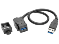 Tripp Lite USB 3.0 Keystone Panel Mount Coupler Extension Cable Angled 1'