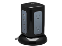 SURGE PROTECTOR TOWER 6OUTLET3X USB-A 1X USB C 8FT CORD BLACK