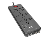 Tripp Lite 12-Outlet Surge Protector Power Strip 8 ft. Cord, 4320 Joules, Tel/Modem/Coax Protection, 2 USB Ports, Black