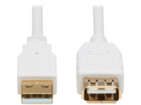 Tripp Lite Safe-IT USB-A Antibacterial Extension Cable (M/F), USB 2.0, White, 3 ft.