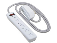 Tripp Lite 7-Outlet -6 on strip/1 in detachable plug-Surge Protector, 2 USB Ports (2.4A Shared), Detachable Charger Plug, 6 ft. Cord, 5-15P Plug, 900 Joules, White