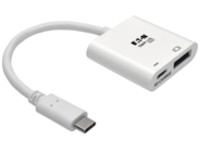 Eaton Tripp Lite Series USB C to DisplayPort Adapter Cable w Equalizer 8K UHD HDR 60W PD Charging M/F White 6in