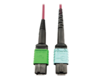 Eaton Tripp Lite Series 400G Multimode 50/125 OM4 Plenum Fiber Optic Cable, 16F MTP/MPO-APC to 24F MTP/MPO-UPC (F/F), Magenta, 5 m