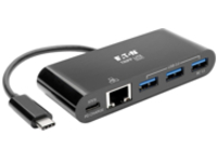Eaton Tripp Lite series 3-Port USB C hub w/ Gigabit ethernet GbE, USB-C Charging USB Type C USB-C USB 3.1 Hub