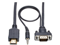 Eaton Tripp Lite Series HDMI to VGA + Audio Active Adapter Cable (HDMI to Low-Profile HD15 + 3.5 mm M/M), 6 ft. (1.8 m)