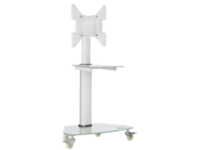 Eaton Tripp Lite Series Premier Rolling TV Cart for 32" to 55" Displays, Frosted Glass Base and Shelf, Locking Casters, White