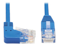 Eaton Tripp Lite Series Right-Angle Cat6 Gigabit Molded Slim UTP Ethernet Cable (RJ45 Right-Angle M to RJ45 M), Blue, 2 ft. (0.61 m)