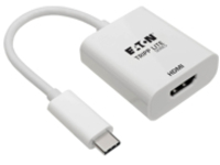 Eaton Tripp Lite Series USB C to HDMI 4K Adapter Converter USB Type C 3.1 Thunderbolt 3 Compatible M/F White 6in