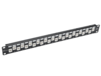 Eaton Tripp Lite Series 24-Port 1U Rack-Mount Cat6a/Cat6/Cat5e Offset Feed-Through Patch Panel with Cable Management Bar, RJ45 Ethernet, TAA
