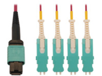 Eaton Tripp Lite Series 40/100/400G Multimode 50/125 OM4 Breakout Fiber Optic Cable (12F MTP/MPO-PC to 4x Duplex SN-PC F/M), LSZH, Magenta, 3 m (9.8 ft.)