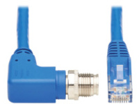Eaton Tripp Lite Series M12 X-Code Cat6 1G UTP CMR-LP Ethernet Cable (Right-Angle M12 M/RJ45 M), IP68, PoE, Blue, 2 m (6.6 ft.)