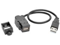 Tripp Lite USB Keystone Panel Mount Extension Coupler Cable M/F Angled 1ft