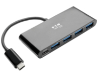 Eaton Tripp Lite series 4-Port USB C Hub Adapter w 4x USB-A &amp; USB Type C PD Charging Black Thunderbolt 3 Compatible