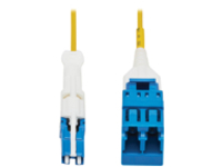 Tripp Lite 400G Duplex Singlemode 9/125 OS2 Fiber Optic Cable Adapter (CS-UPC/LC-UPC), M/F, Round LSZH Jacket, Yellow, 1 ft.