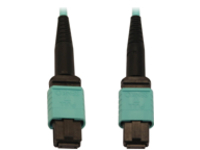 Eaton Tripp Lite Series 40/100/400G Multimode 50/125 OM3 Fiber Optic Cable (12F MTP/MPO-PC F/F), LSZH, Aqua, 10 m (32.8 ft.)