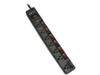 Tripp Lite ECO-Surge 7-Outlet Surge Protector, 6 ft. Cord, 1080 Joules, 6 Individually Controlled Outlets, Black Housing