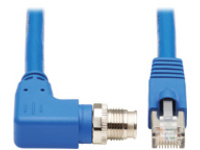 Eaton Tripp Lite Series M12 X-Code Cat6a 10G F/UTP CMR-LP Shielded Ethernet Cable (Right-Angle M12 M/RJ45 M), IP68, PoE, Blue, 1 m (3.3 ft.)