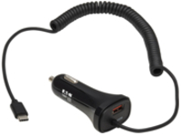 Eaton Tripp Lite Series USB Car Charger Dual Port 30W USB-A & USB C w Coiled Cord 6ft