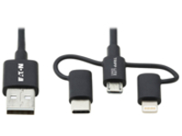 Tripp Lite Universal USB-A to Lightning, USB Micro-B and USB-C Sync/Charge Cable, Mi-Fi Certified