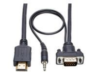 Tripp Lite HDMI to VGA + Audio Active Converter Cable, HDMI to Low-Profile HD15 + 3.5 mm (M/M), 1920 x 1200/1080p @ 60 Hz, 15 ft