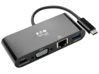 Tripp Lite USB C to VGA Multiport Video Adapter Converter w/ USB-A Hub, USB-C PD Charging Port & Gigabit Ethernet Port, Thunderbolt 3 Compatible USB Type C to VGA, USB Type-C