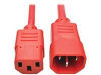 Tripp Lite 2ft Computer Power Extension Cord 10A 18 AWG C14 to C13 Red 2'