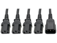 Tripp Lite Y Splitter Computer Power Cord 10A 18AWG C14 to 4xC13 Black 18in