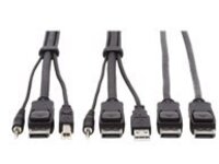 Eaton Tripp Lite Series Dual DisplayPort KVM Cable Kit 4K USB 3.5 mm Audio 3xM/3xM 10ft