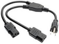 Tripp Lite Dual IEC Power Cord Splitter Cable 5-15P to 2x IEC-320 C13 18in